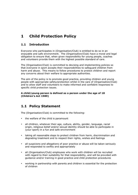 child protection policy sample.